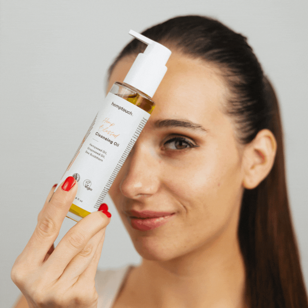 kanapių valomasis aliejus efektyviai pašalina makiažą, nešvarumus Hemptouch