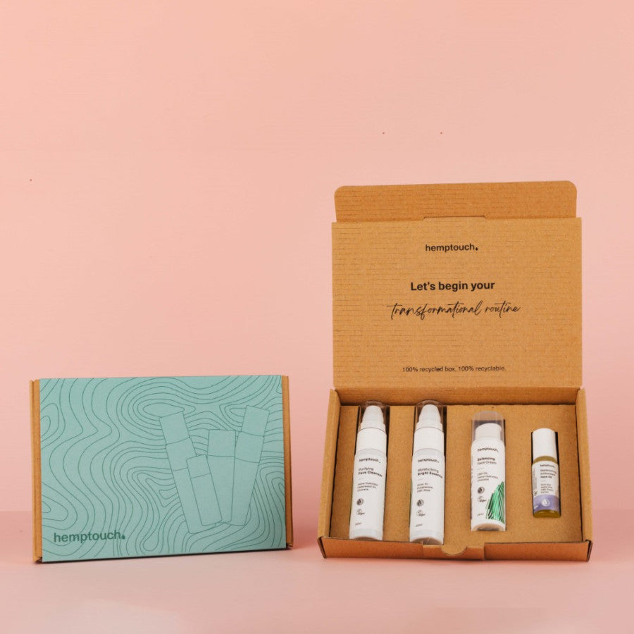 MINI balansuojantis veido priežiūros rinkinys riebiai, mišriai odai Hemptouch