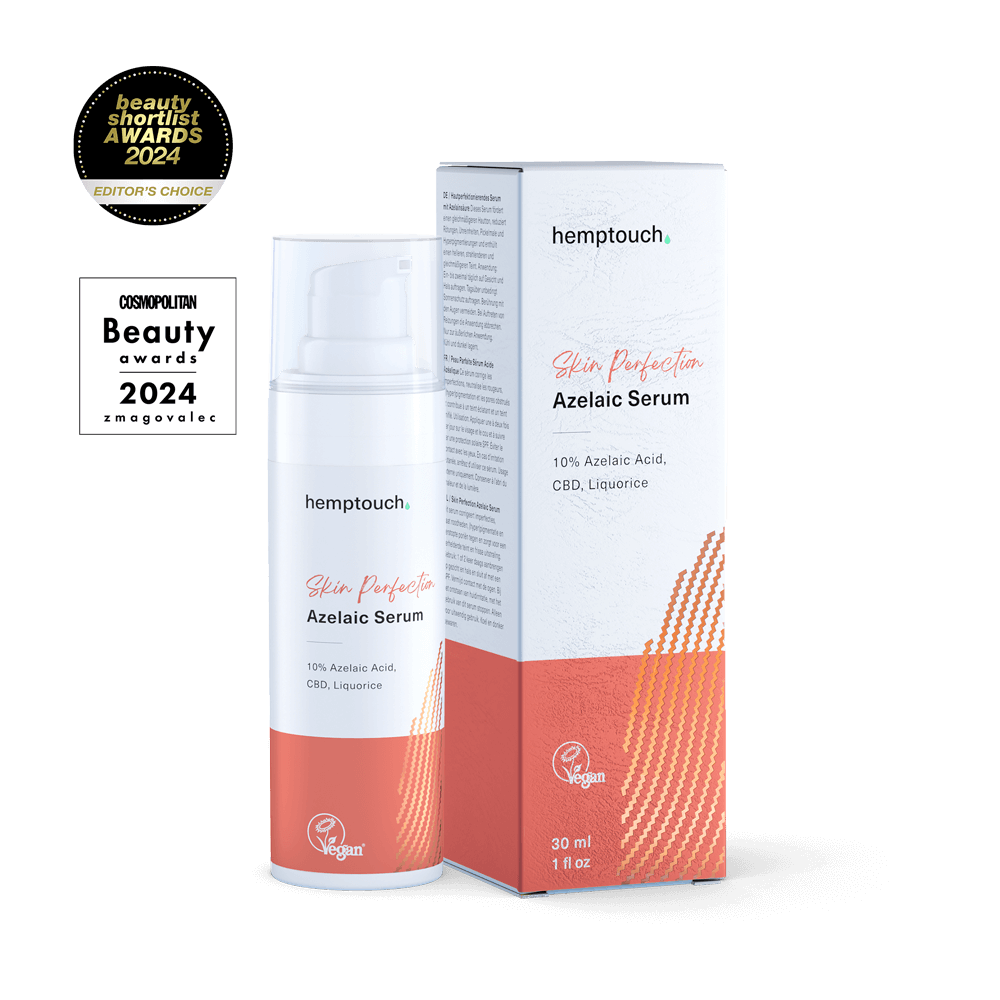 odą tobulinantis Azelaino serumas mažina paraudimus, pigmentaciją, stangrina Hemptouch 