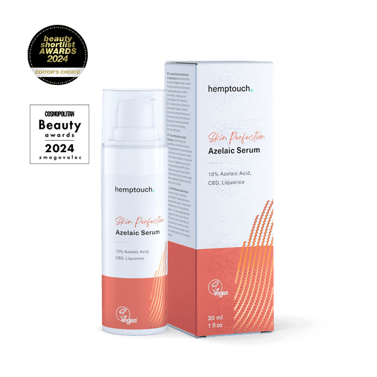 odą tobulinantis Azelaino serumas mažina paraudimus, pigmentaciją, stangrina Hemptouch 