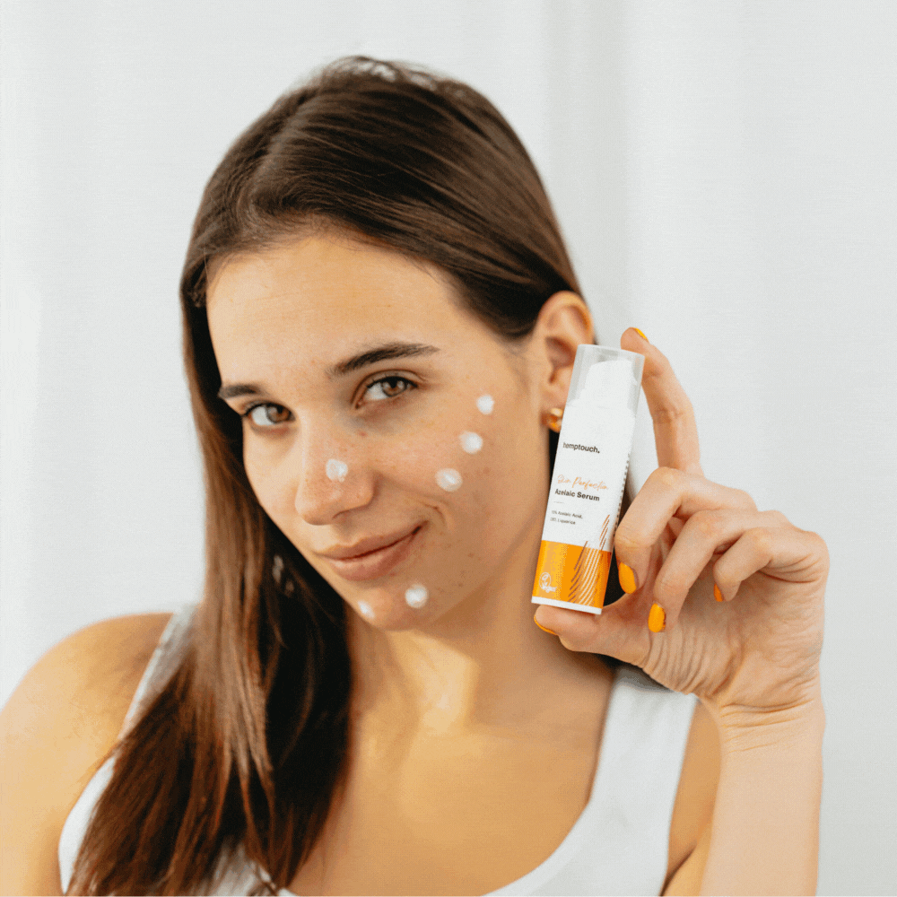 Azelaino serumas mažina paraudimus, pigmentaciją, stangrina eksfoliuoja Hemptouch