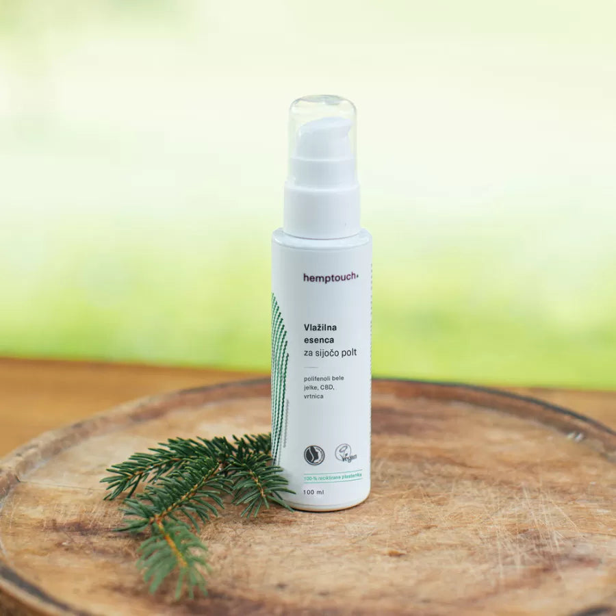 drėkinamoji esencija/serumas švytinčiai veido odai drėkina, skaistina, atkuria Hemptouch 