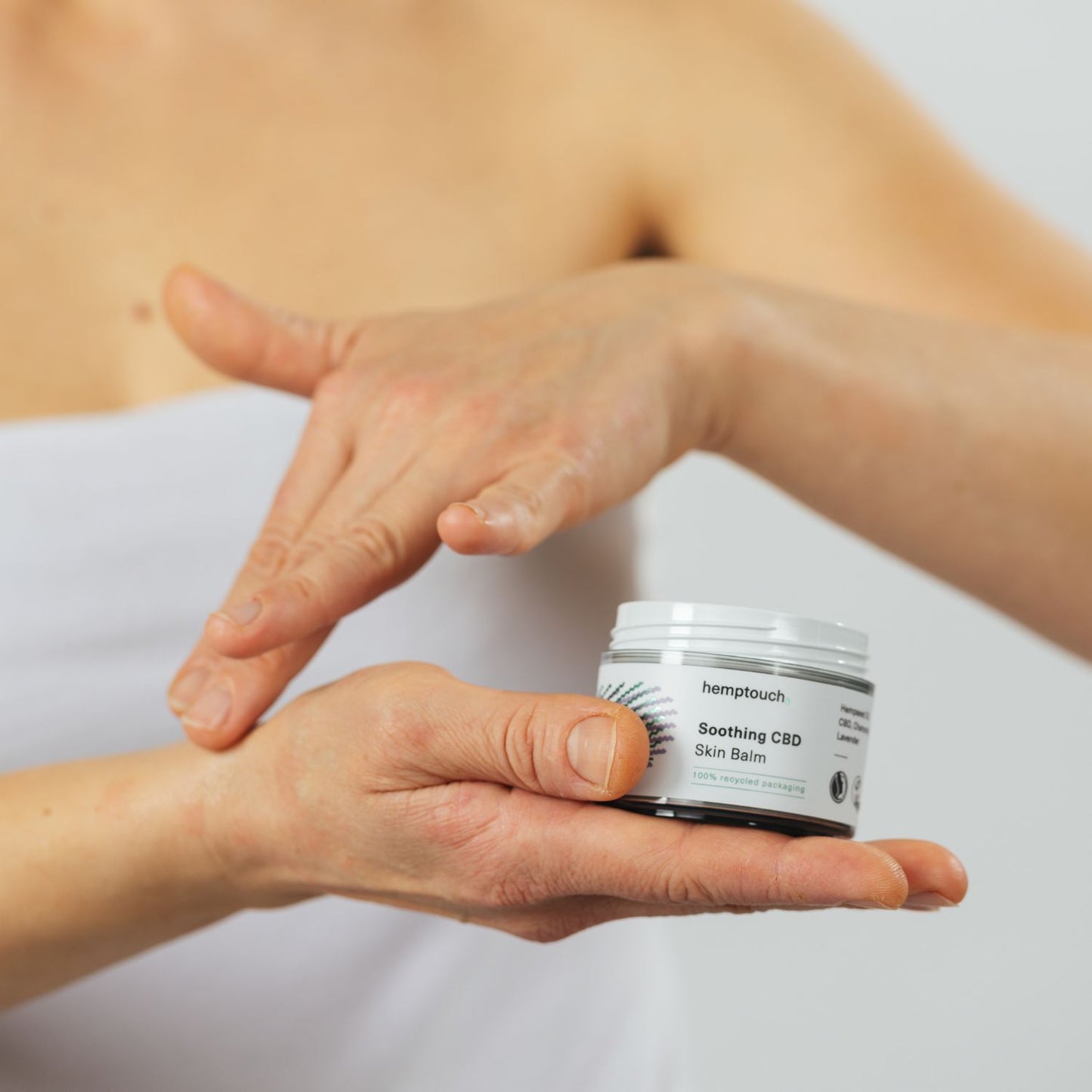 raminantis CBD odos balzamas ramina apsaugo atkuria Hemptouch 